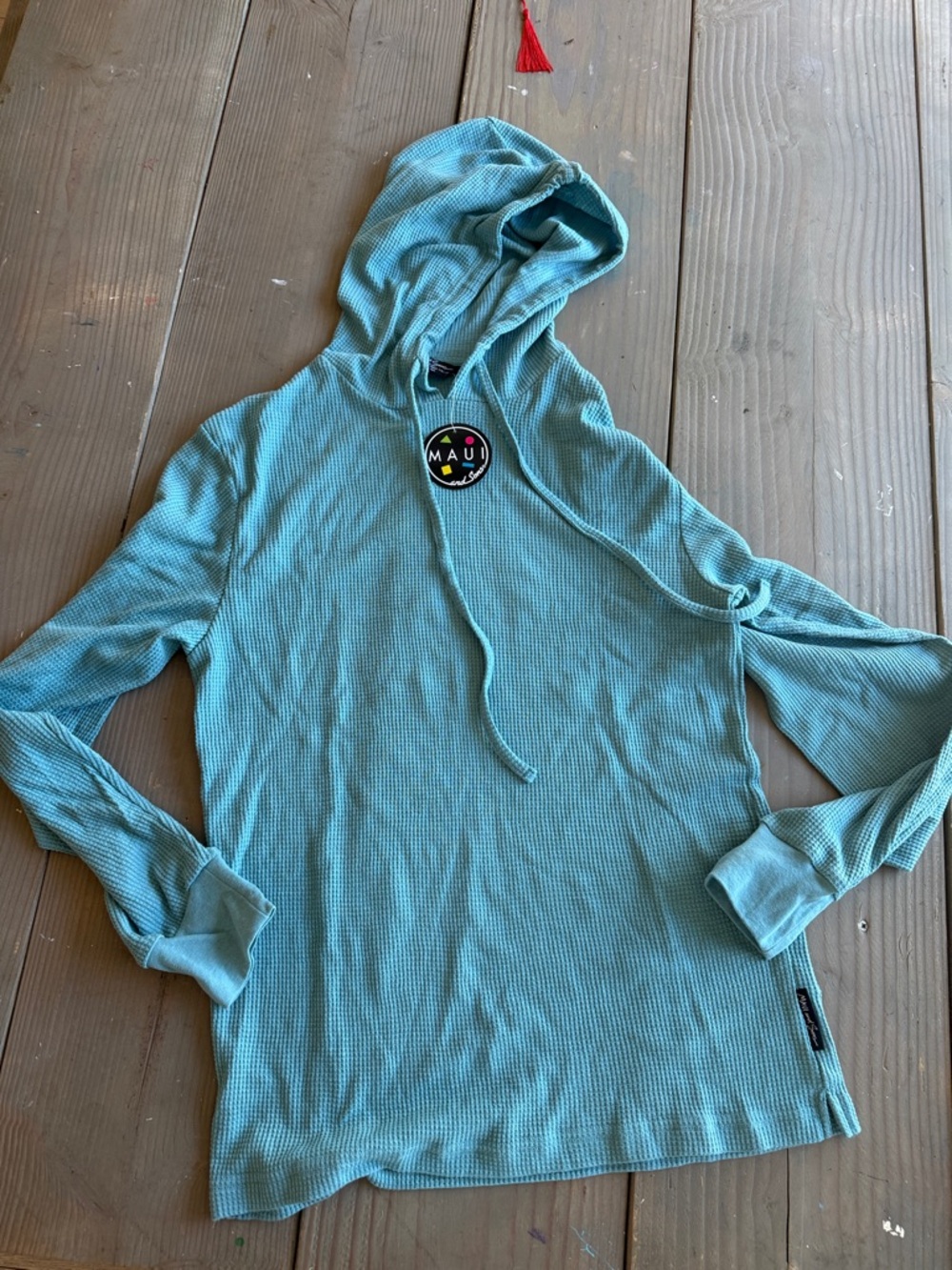 Maui and Sons Teal Long Sleeve Waffle Hoodie